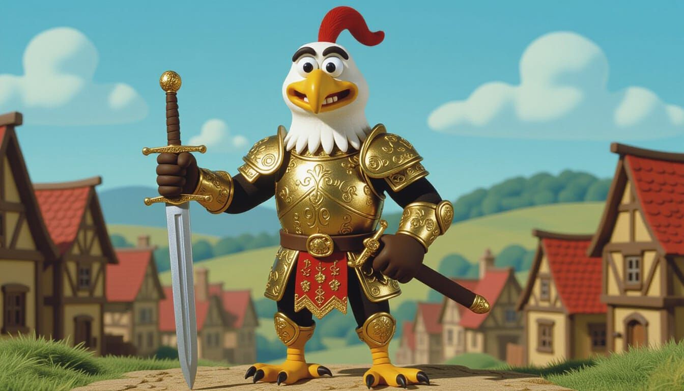 Eagle Warrior in Claymation Style Fantasy Setting