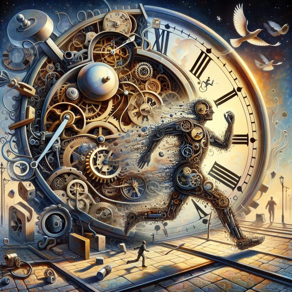 Walking Clock Contemplates Ephemeral Poems in a World of Cog...