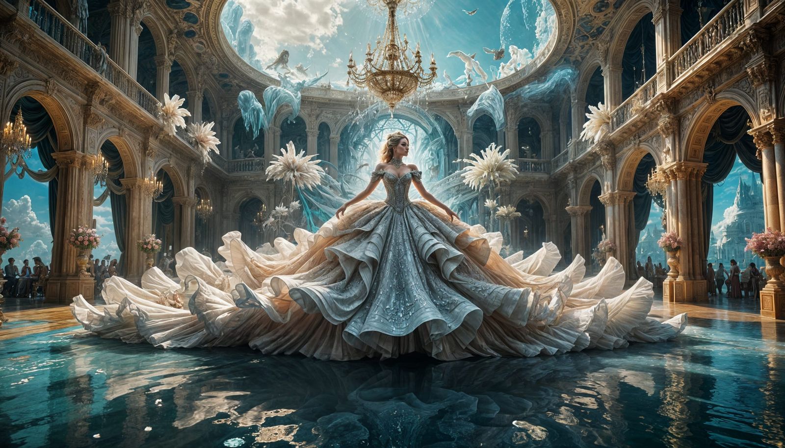 Ballroom on Floating Island with Drag Queens in Corsets