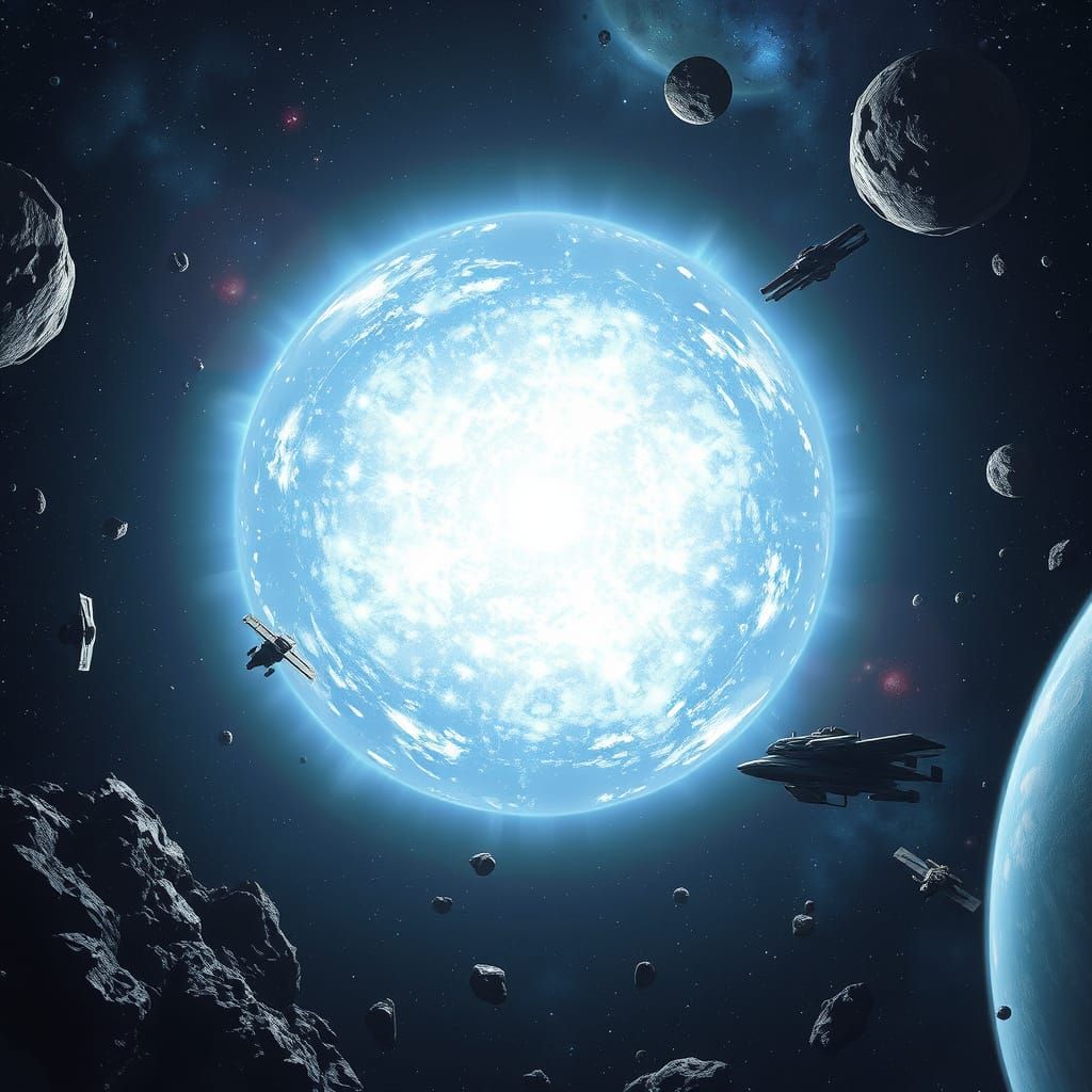 Colossal Star Radiates Nebular Energy Amidst Asteroids and S...