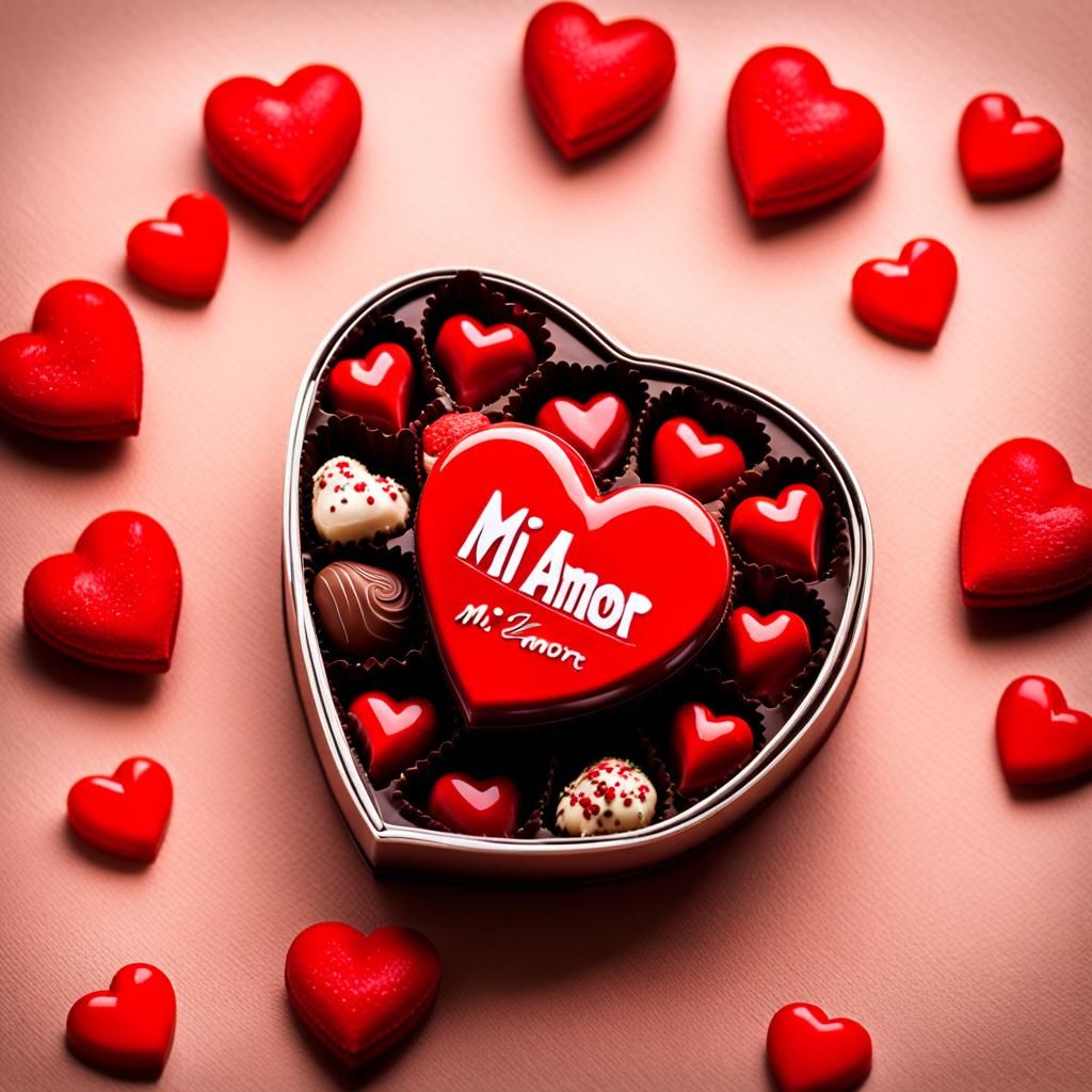Heart-Shaped Chocolates on a Mexican Table