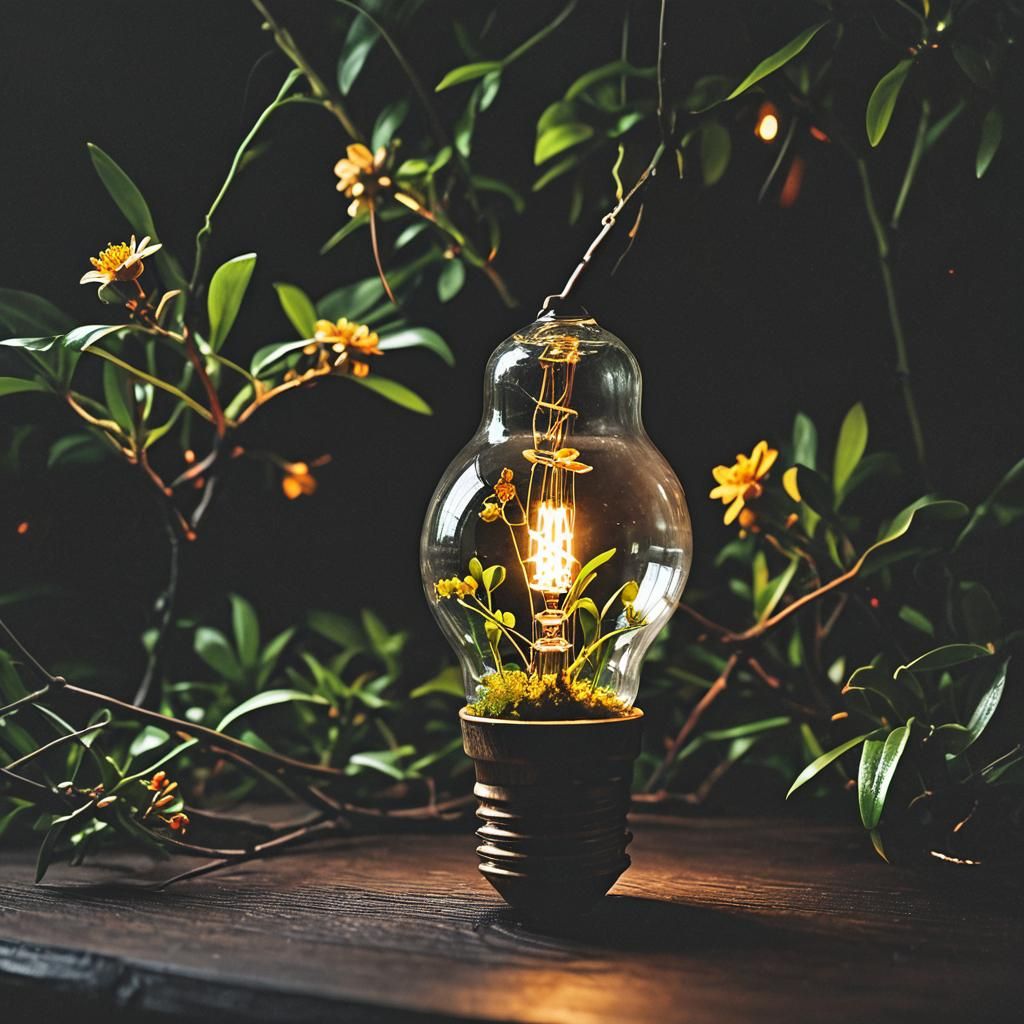 Miniature Jungle Glows Inside Lightbulb