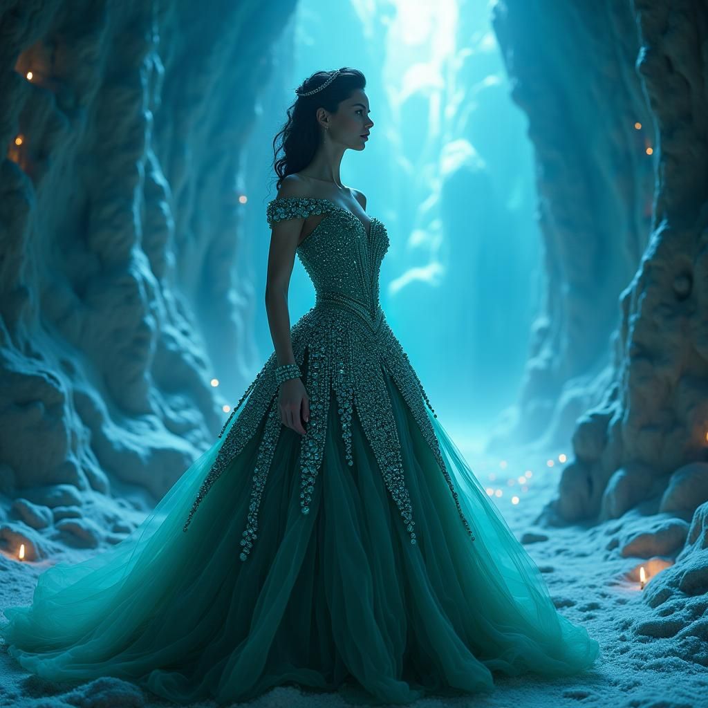Emerald and Sapphire Woman in Diamond Gown