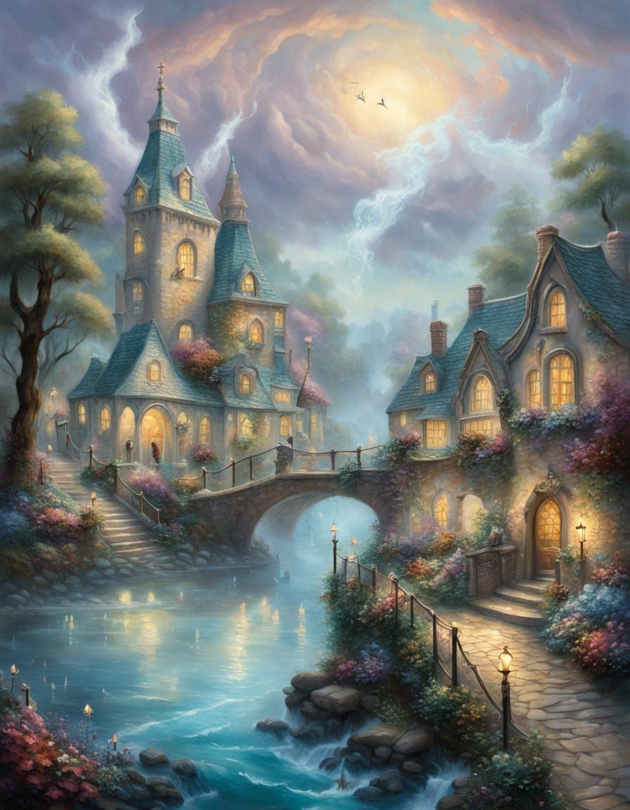 Ethereal Mist Over Fantasy Landscape