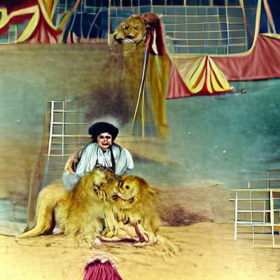 Surreal Lion Tamer Portrait