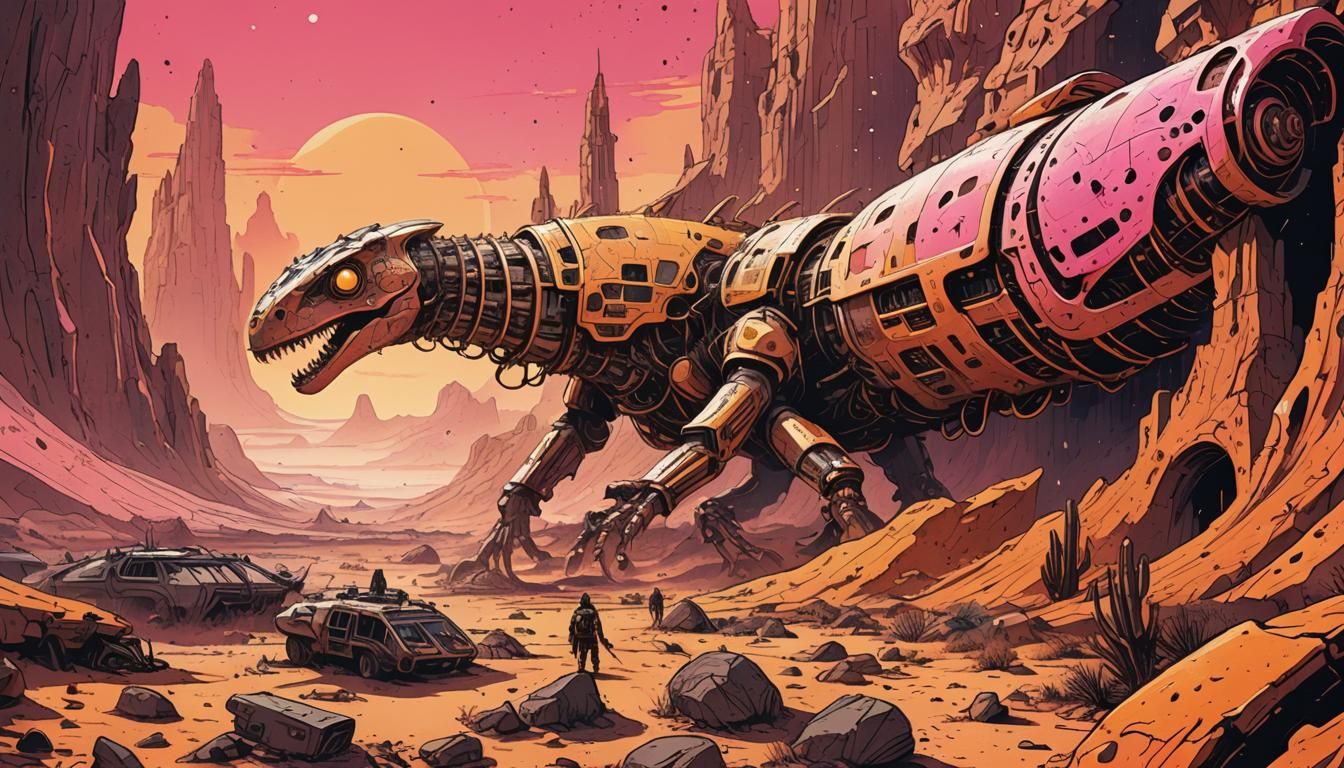 Retrofuturistic Martian Manuscript in Comic Book Art