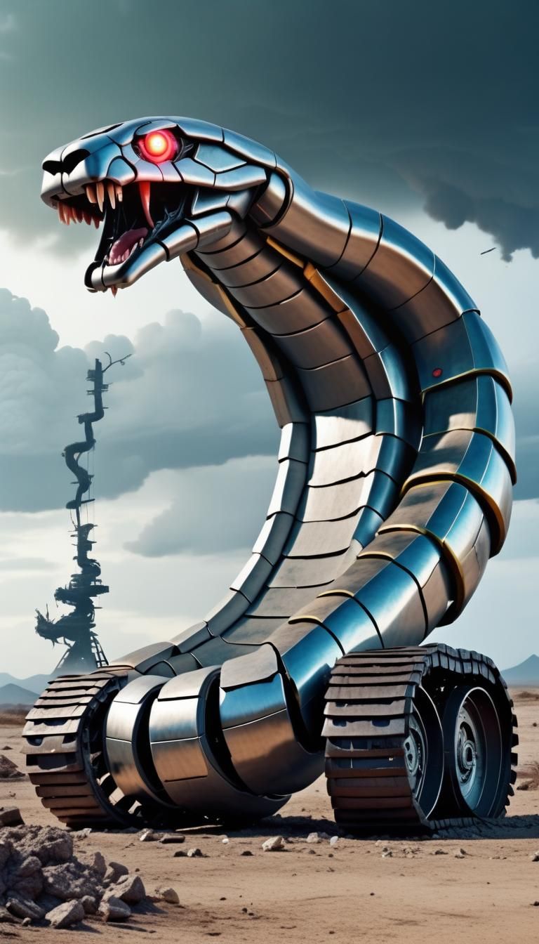 Giant Robot Snake at World's End in 4K