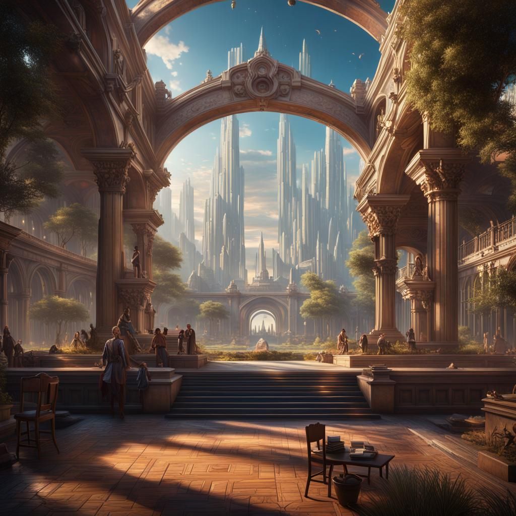 Utopian Education: Detailed Matte Painting in 8K