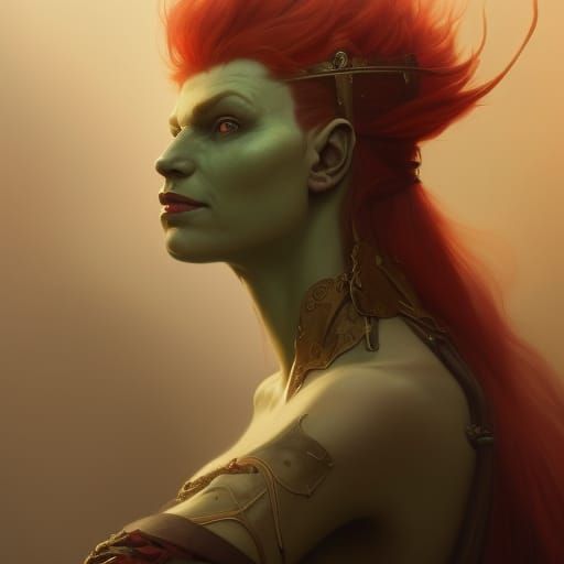 Orc Priestess Portrait in Detailed Digital Art Style
