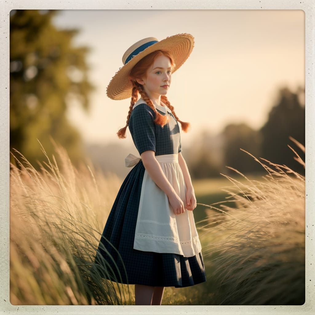 a young pretty teenage girl, early 1900's, bronze orange hai...