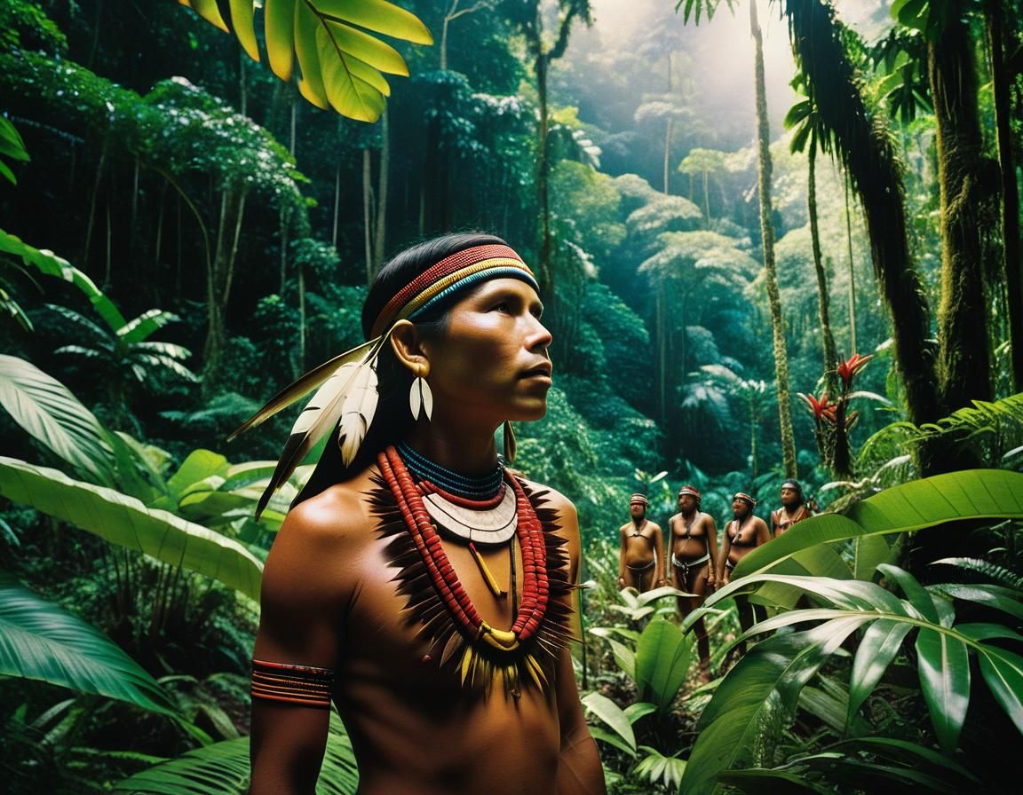 Harmonious Rainforest Tribe: A Cinematic Depiction