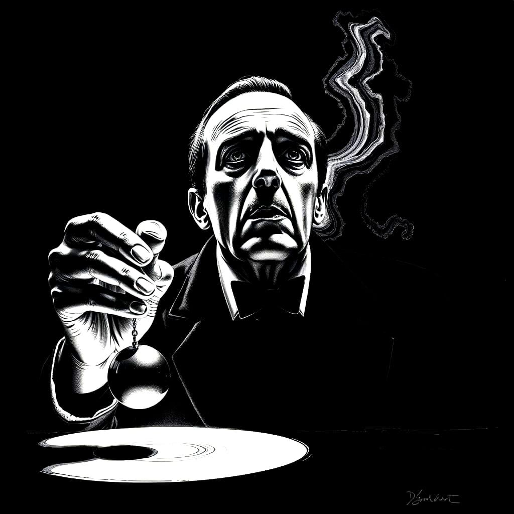 Ominous Vincent Price Portrait in High Contrast Black Ink