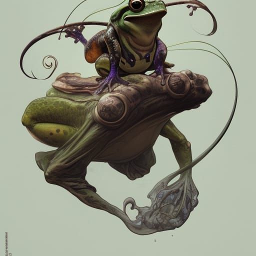 Gentleman Frog Reading Newspaper, Detailed Digital Art