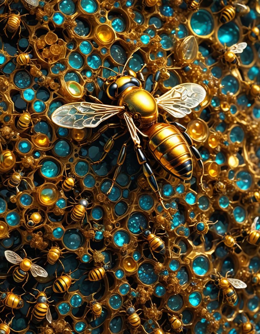 Golden Bee in Giant Sweatpea: Fantasycore Macro