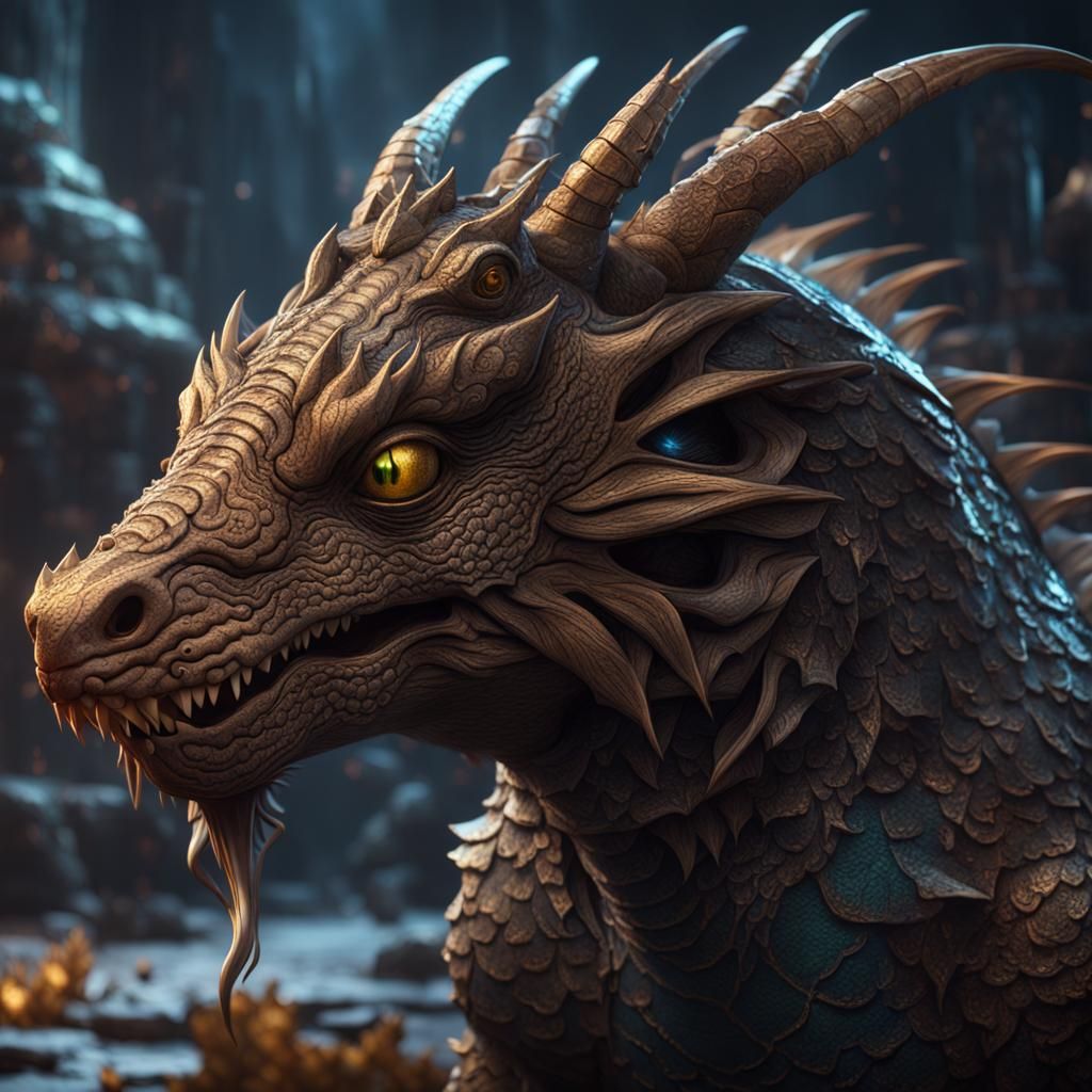 Fantastical Dragon-Rat Hybrid in Detailed Matte Painting