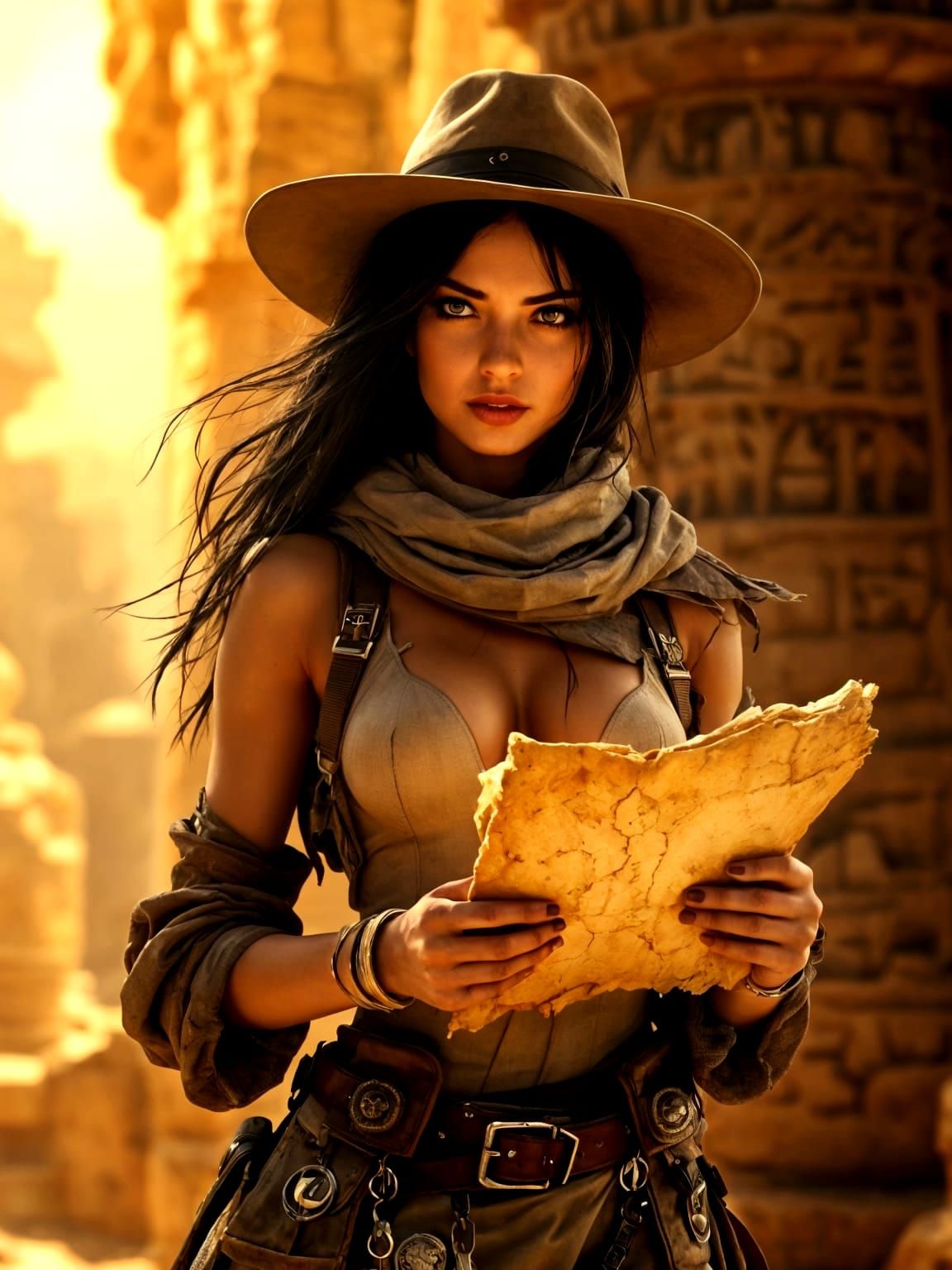 Adventurous Archaeologist Amidst Ancient Ruins