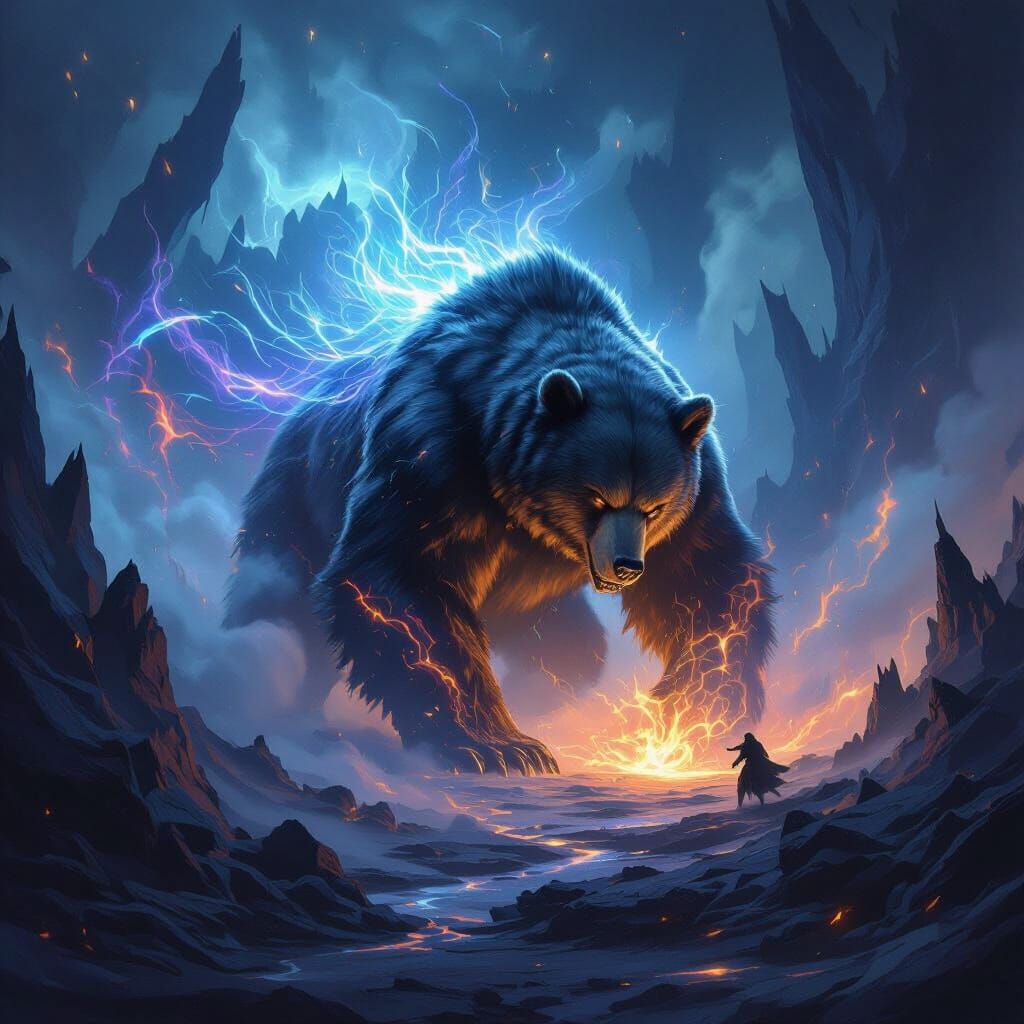 Colossal Sorcery Bear Battles Shadows in Ethereal Realm