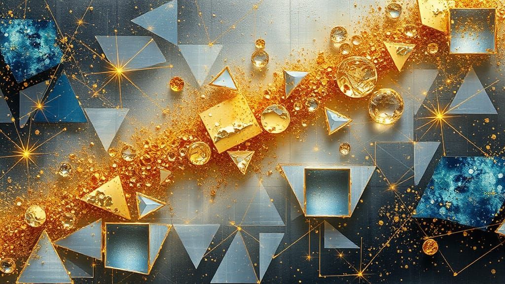 Geometric Alchemical Anastrophe with Gold Sequins