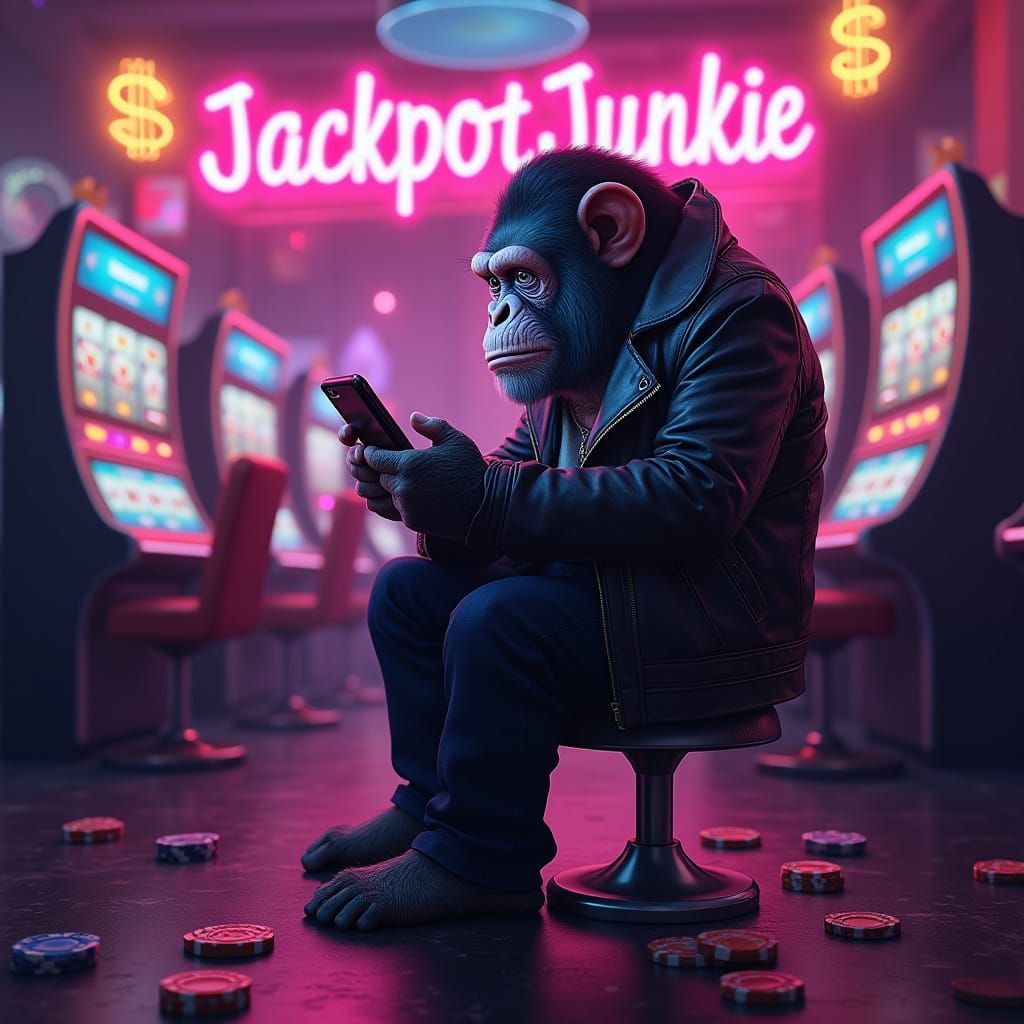 Ape Anxiously Awaits Casino Airdrop in Neon Future