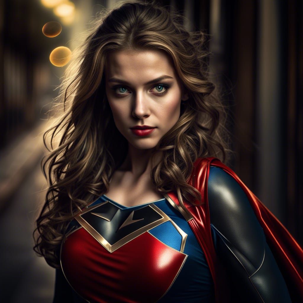 Hyperrealistic Superheroine Portrait in Cinematic Style