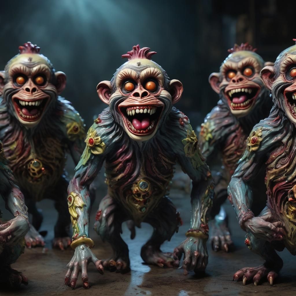 Enameled Glass Zombie Monkey Monster Clown Figurines