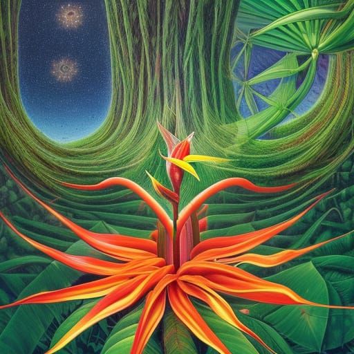 Heliconia Hybrid Stargazer with Rotating Sphere