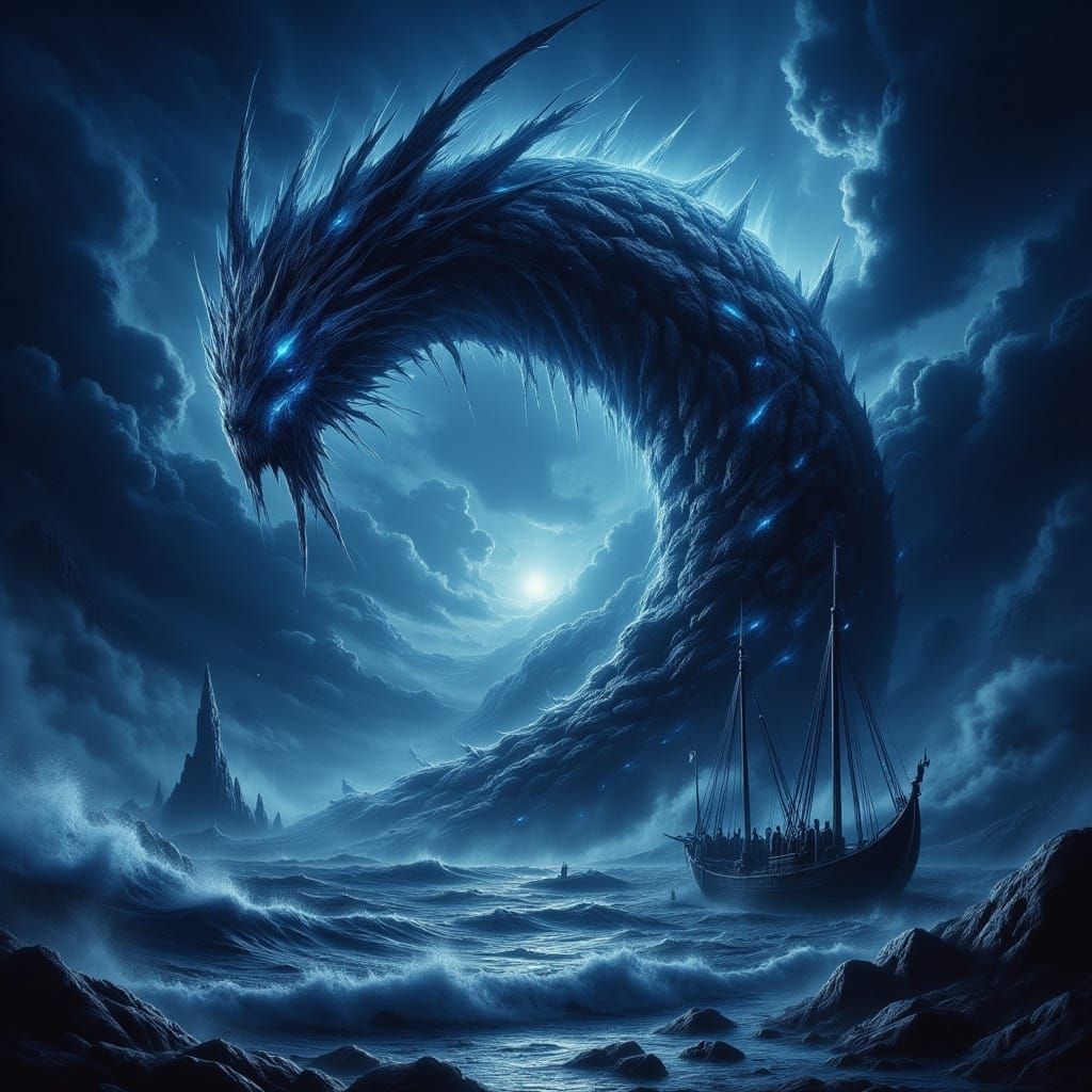 Cosmic Horror: Midgard Serpent Rises from Dark Depths