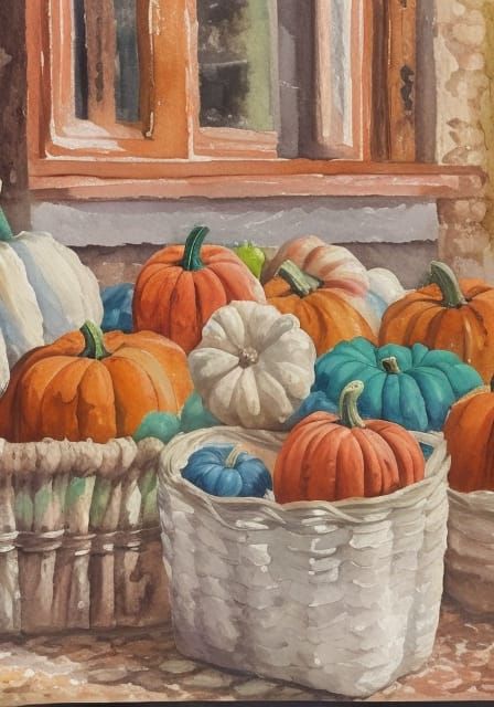 Halloween Pumpkins in Gouache Style
