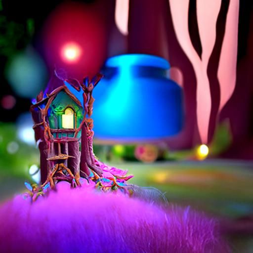 Fairy Light Treehouse in Pink, Blue, and Purple