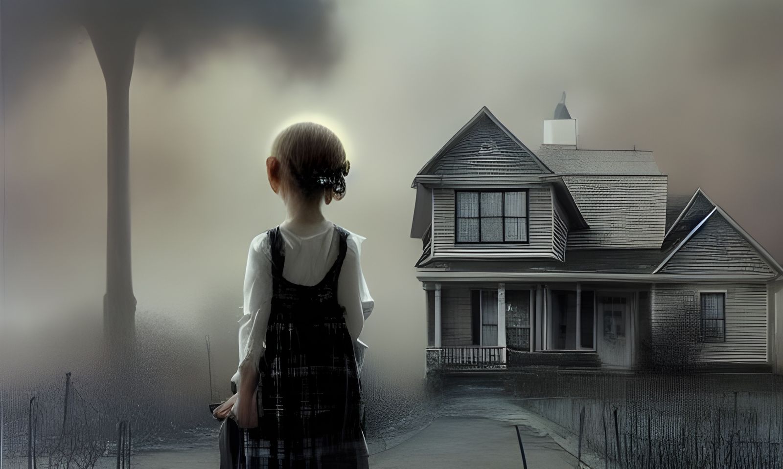 Suburban Gothic Horror Art in Photorealistic Style