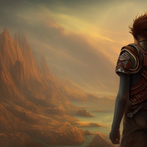 Red-Haired Boy Portrait in Detailed Fantasy Style