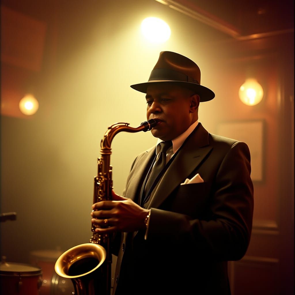 Jazz Musician in Smoky Club, Cinematic Lighting