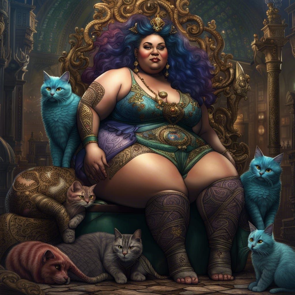Punk Rock Plus Size Goddess Odalisque Digital Painting