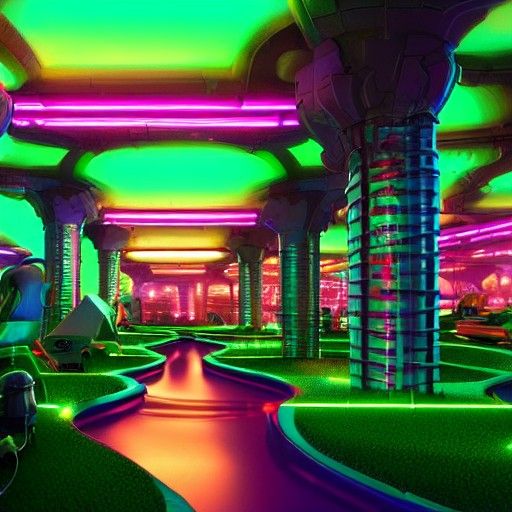 Glowing Neon Mini Golf in 3D