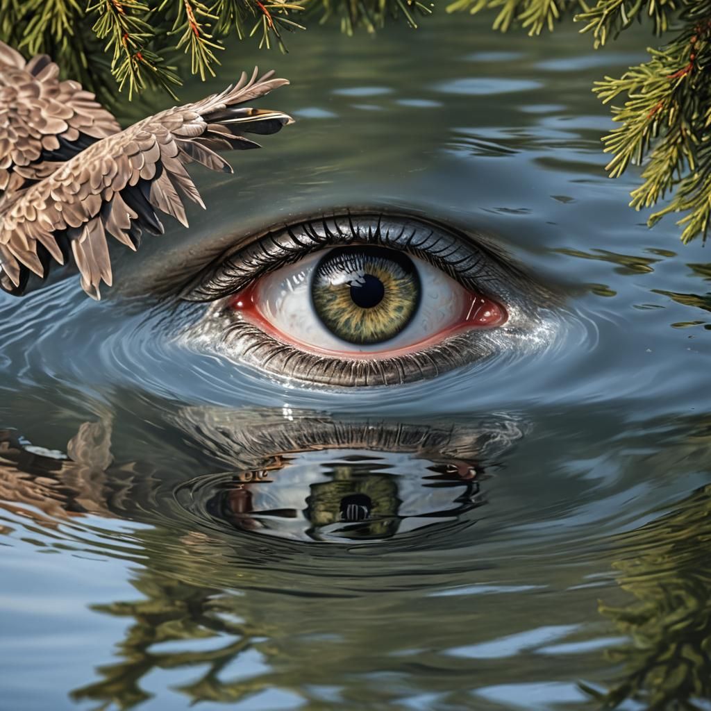 Reflective Eye: Serene Lake Scene in Hyperrealism