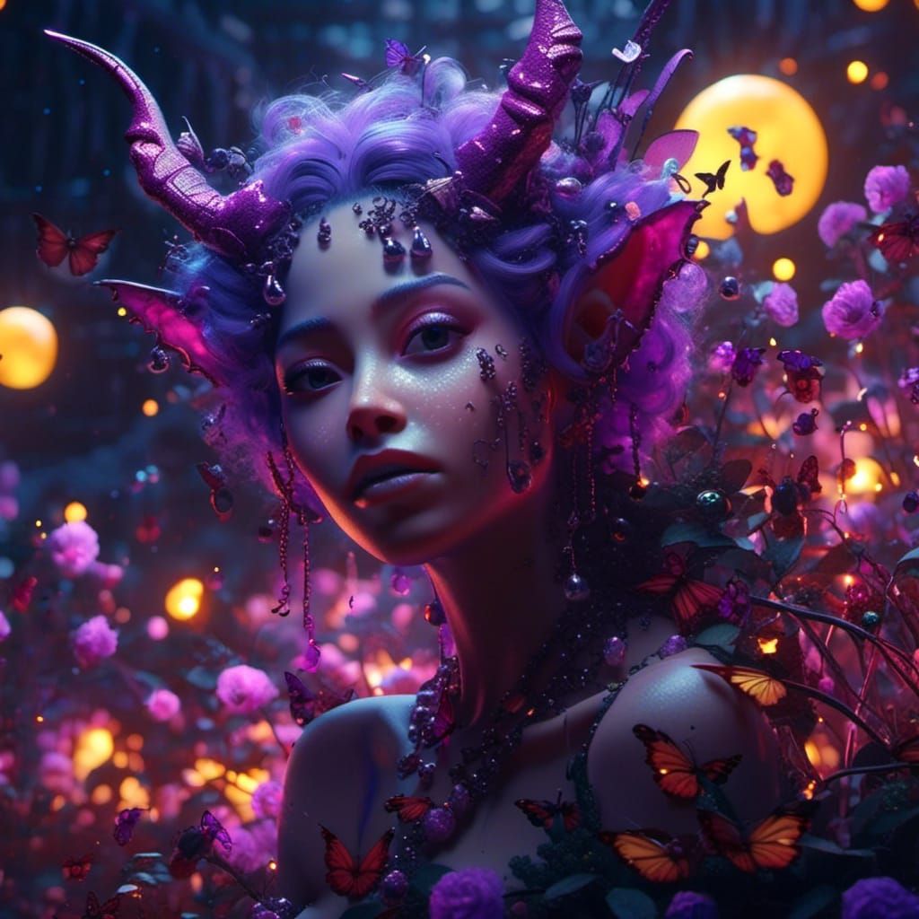 Faerie Devil Sprite in Dreamy Dark Fantasy Style