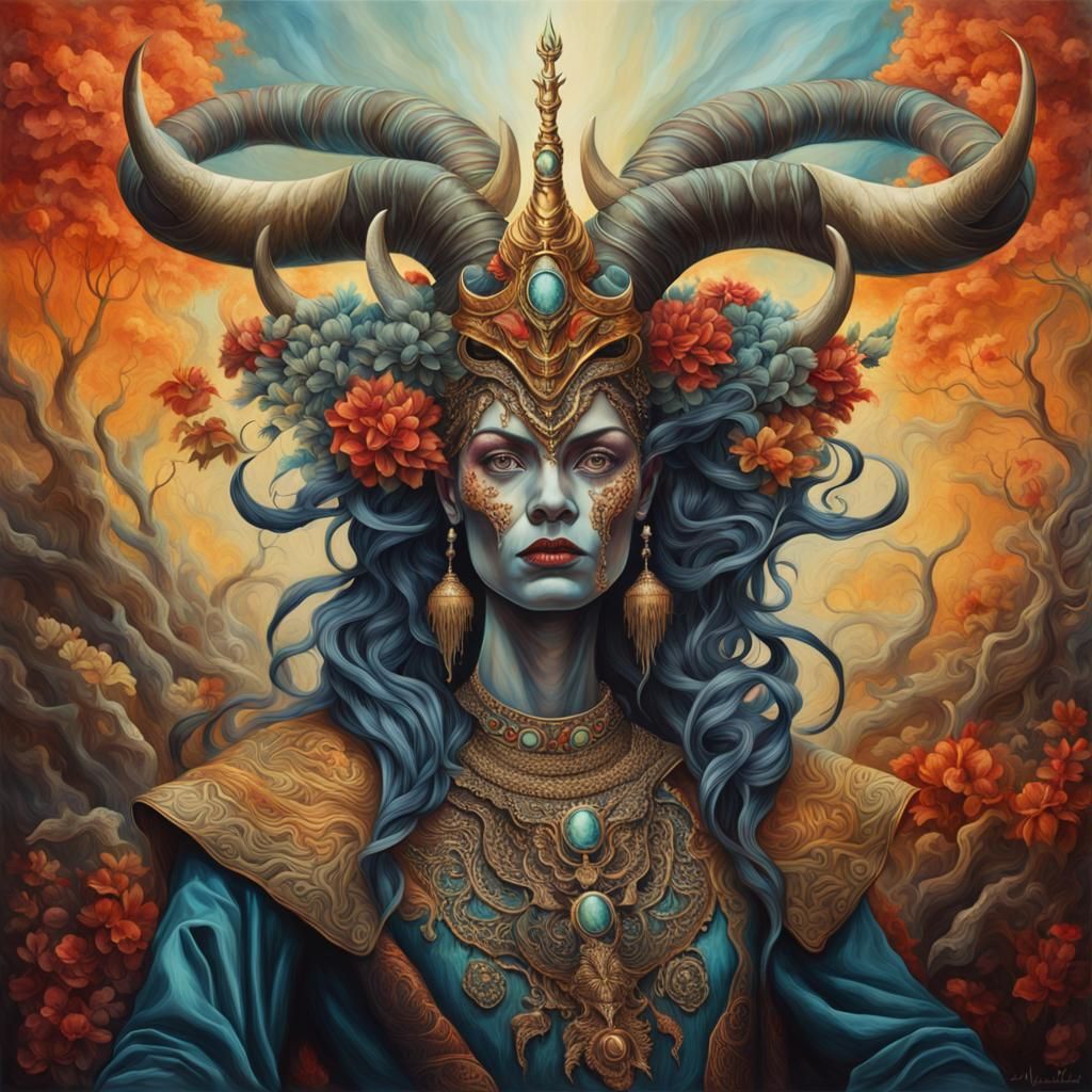 Demonic Queen in Hyperrealistic Surrealist Oil Painting