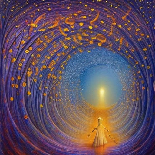 Surreal Light Beams Against Starry Sky