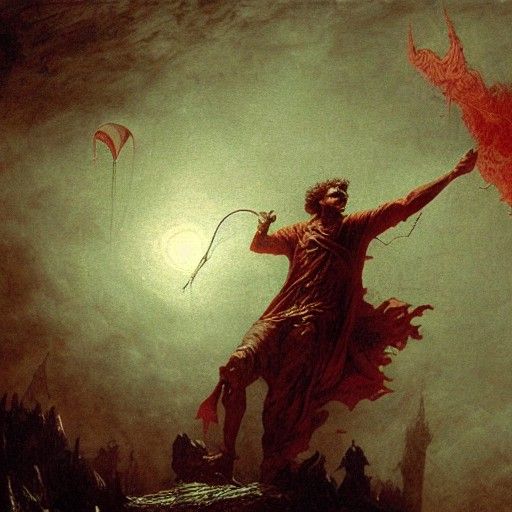 Man Flies Kite in Hellscape: A Cinematic Horror
