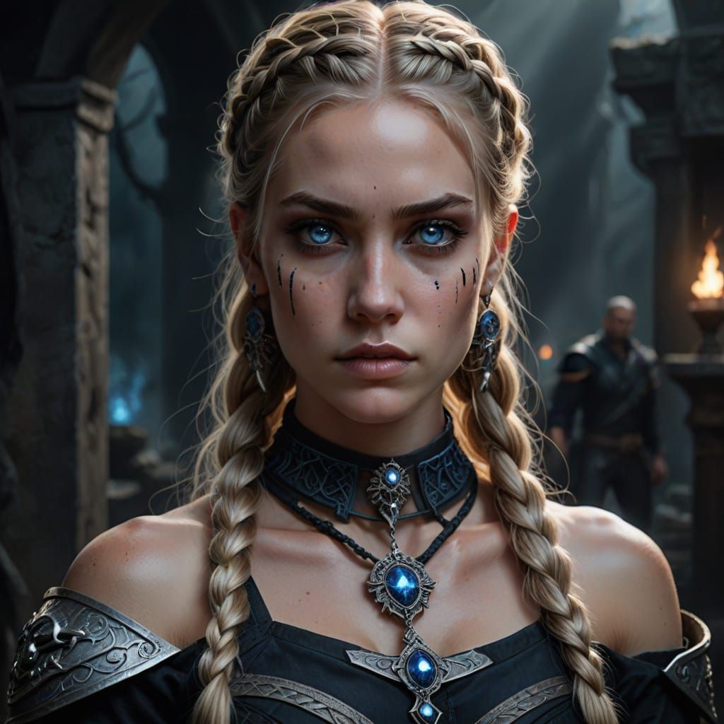 Ethereal Female Warrior Portrait in Realistic Style