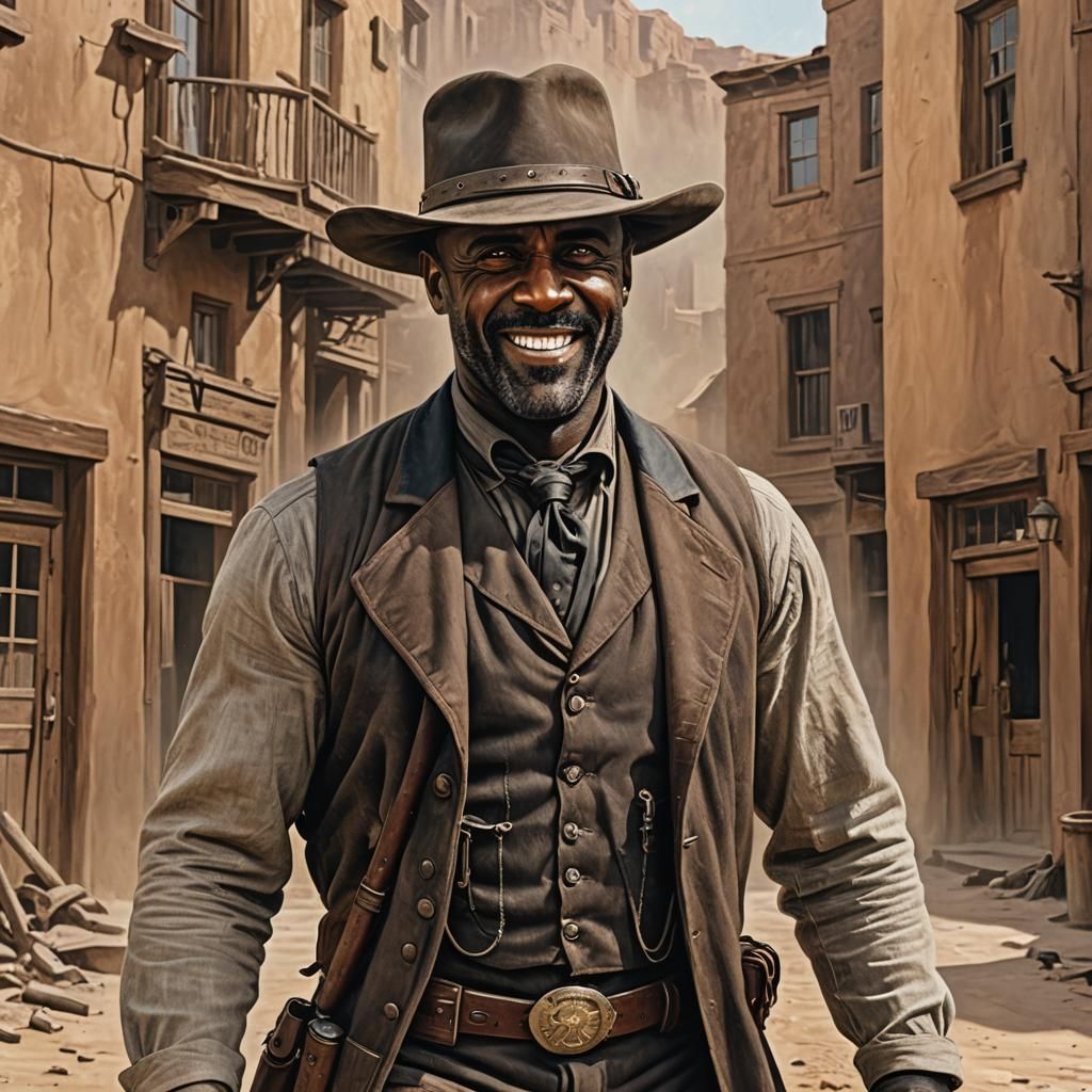 Idris Elba as Old West Gunfighter Portrait