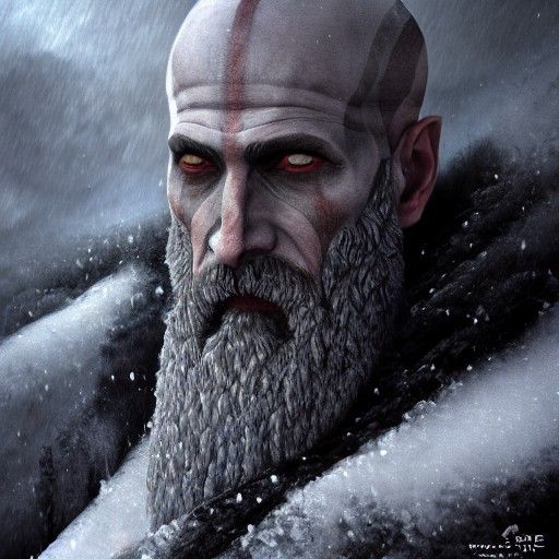 Greek God of War in Ice, Matte Painting