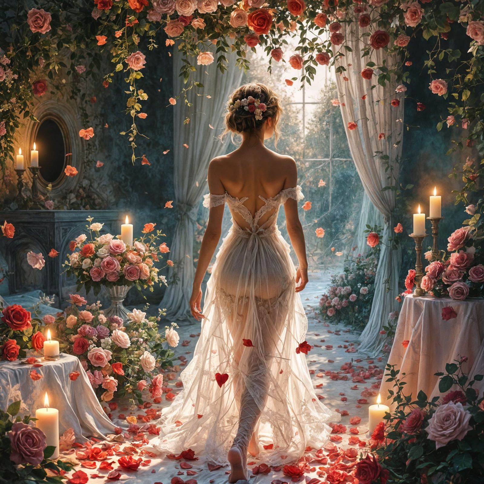 Princess in Valentine's Day Bedchamber, a Pastel Fantasy Mas...