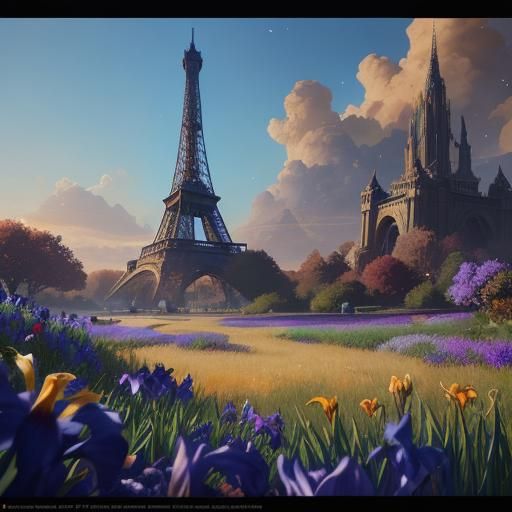 Eiffel Tower in Impressionist Fantasy Art Style