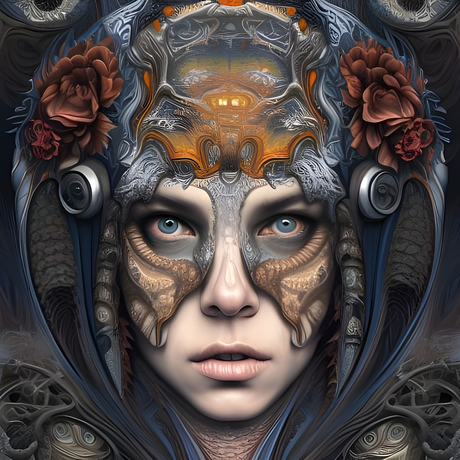 Psychedelic Horror Portrait with Fractal Details