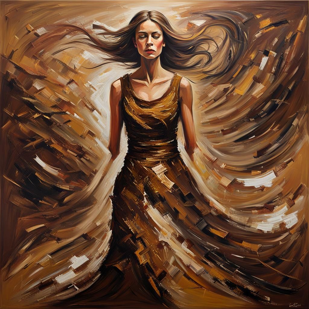 Abstract Expressionist Woman in Earthy Tones
