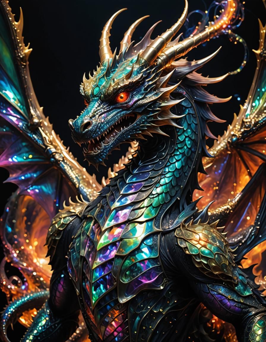 Translucent Iridescent Dragon: A Cosmic Masterpiece