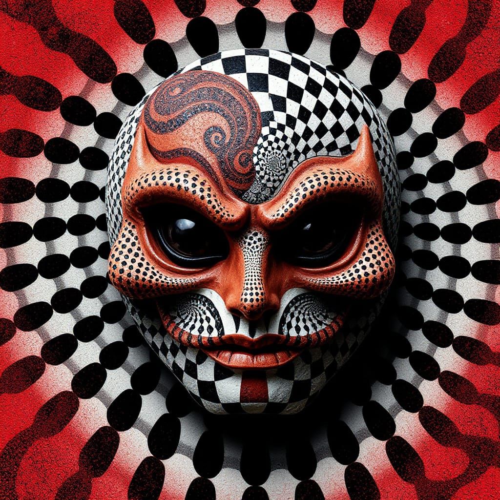 Fractal Monster Face in Shin Hanga Aesthetic