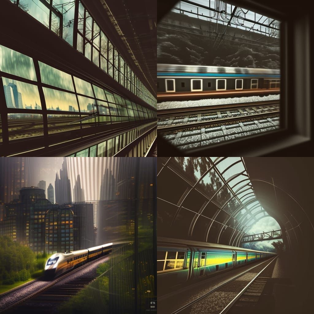 Train in Glass Box: Photorealistic Cityscape