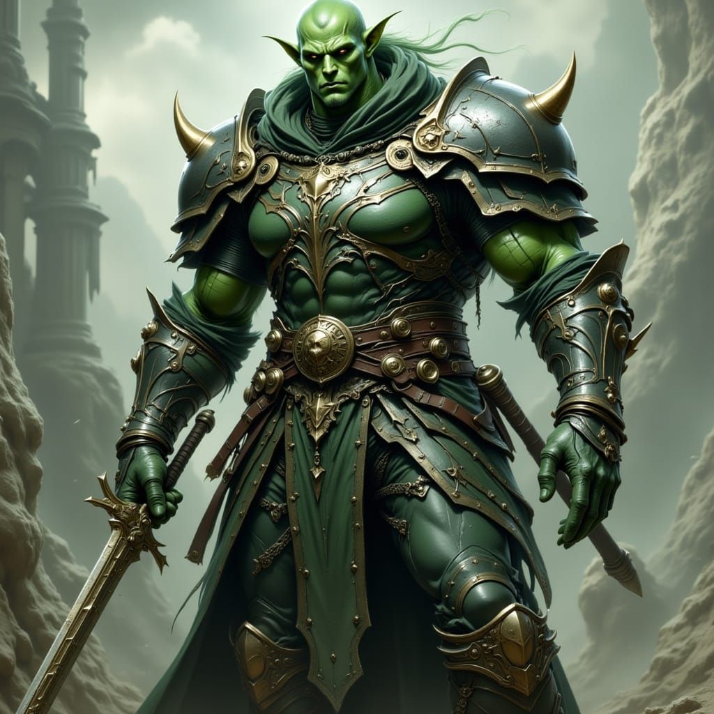 Mighty Orc General in Heavy Metal Armor